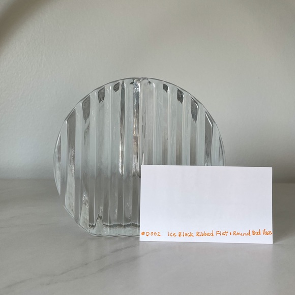 Ice Block Ribbed Flat and Round Glass Bud Vase - Picture 6 of 10